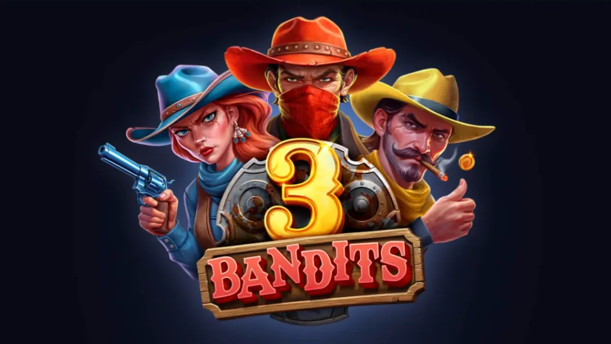 3 Bandits slot game interface na nagpapakita ng Wild West theme
